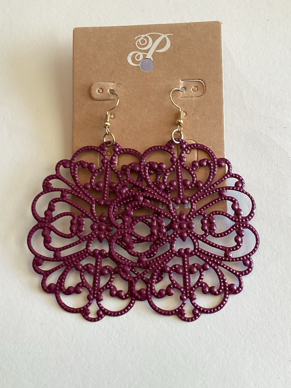 Plunder‎ Deep Plum Filigree Drop Earrings